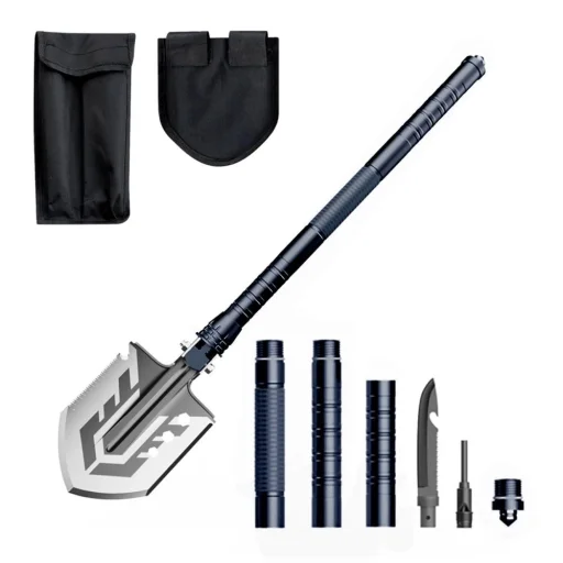 Wozinsky WSS-211 túlélő bushcraft többfunkciós ásó kés üvegtörő tűzgyújtó síp szigony - szürke - 1