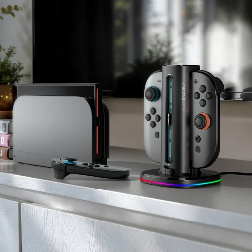 AmazingThing Thunder Pro PlayDock Töltőállomás Nintendo Switch 2 Kontrollerhez - Fekete - 10