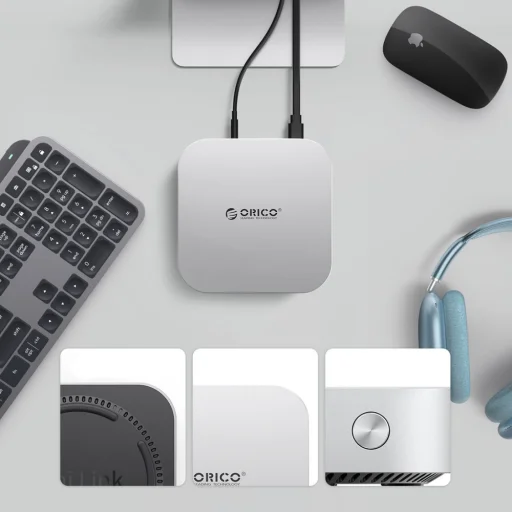 Orico MiniLink 9 az 1-ben dokkolóállomás M.2 SSD merevlemez rekesszel - ezüst - 6