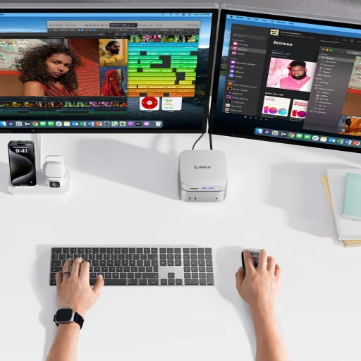 Orico MiniLink 9 az 1-ben dokkolóállomás M.2 SSD merevlemez rekesszel - ezüst - 7