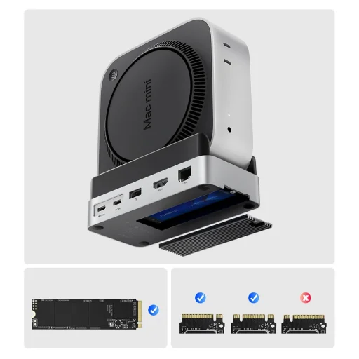 Orico MiniDock 10 az 1-ben dokkolóállomás SSD merevlemez foglalattal - Ezüst - 4