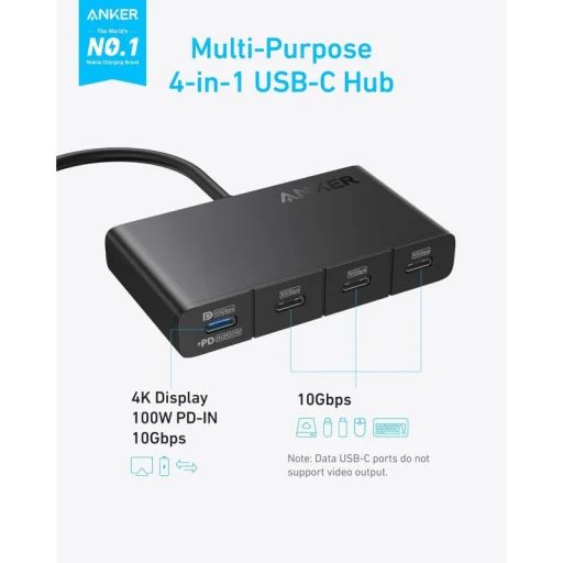 Anker USB-C Hub, 4 x USB-C, Fekete A8340GA1 - 2