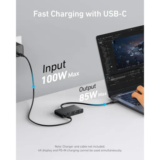 Anker USB-C Hub, 4 x USB-C, Fekete A8340GA1 - 6