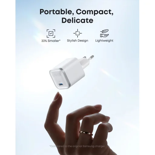 Fali Töltő Anker Nano, 45W, 3A, 1 x USB-C Fehér A2692L21 - 5