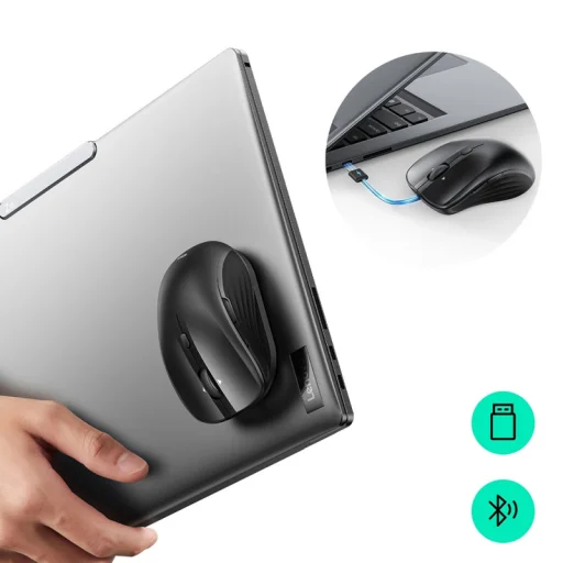 Vezeték nélküli egér ESR MagMouse, 800DPI - 4800DPI, BT / Wi-Fi, Fekete - 2