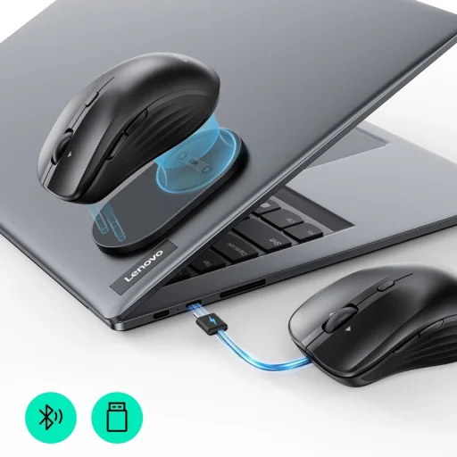 Vezeték nélküli egér ESR MagMouse, 800DPI - 4800DPI, BT / Wi-Fi, Fekete - 3