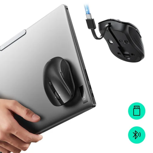 Vezeték nélküli egér ESR MagMouse, 800DPI - 4800DPI, BT / Wi-Fi, Fekete - 4