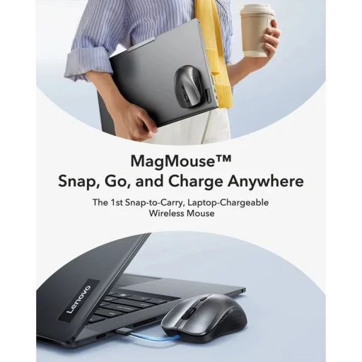 Vezeték nélküli egér ESR MagMouse, 800DPI - 4800DPI, BT / Wi-Fi, Fekete - 6