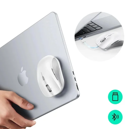 Vezeték nélküli egér ESR MagMouse, 800DPI - 4800DPI, BT / Wi-Fi, Fehér - 3