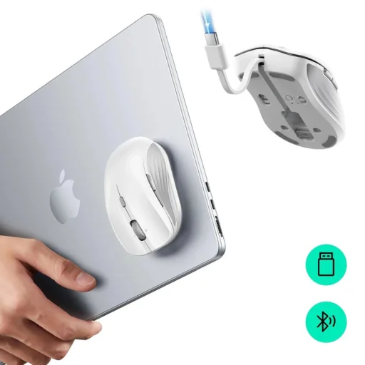 Vezeték nélküli egér ESR MagMouse, 800DPI - 4800DPI, BT / Wi-Fi, Fehér - 7