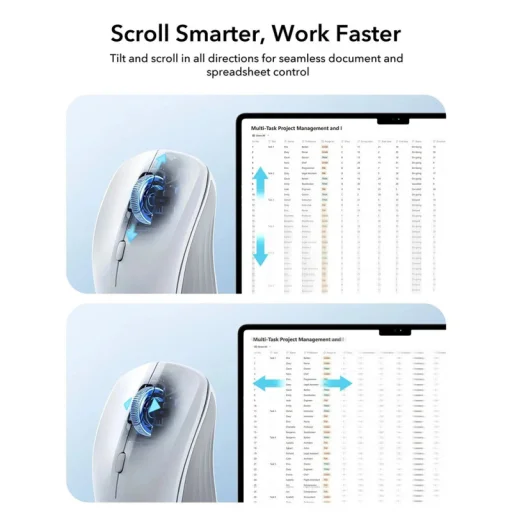 Vezeték nélküli egér ESR MagMouse, 800DPI - 4800DPI, BT / Wi-Fi, Fehér - 15