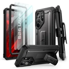 Samsung Galaxy S26 Ultra Supcase Unicorn Beetle Pro tok és üvegfólia 2-pack, fekete