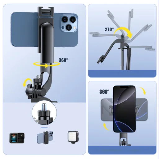 Wozinsky Selfie bot WC1Y30S teleszkópos tripod 1,3m telefonnal - fekete - 11