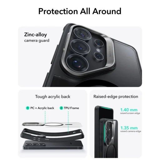 Samsung Galaxy S26 Ultra ESR Classic Hybrid Kickstand MagSafe tok Átlátszó/Fekete - 2