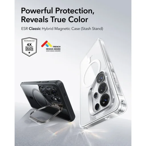 Samsung Galaxy S26 Ultra ESR Classic Hybrid Kickstand MagSafe tok Átlátszó/Fekete - 4