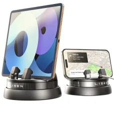 Lisen - Autós tartó (YL0224060015) - műszerfalra, 360°-ban forgatható, biztos tartás, csúszásmentes, automatikus csúsztatózár, univerzális - Fekete