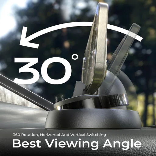 Lisen - Autós tartó (YL0224060015) - műszerfalra, 360°-ban forgatható, biztos tartás, csúszásmentes, automatikus csúsztatózár, univerzális - Fekete - 3