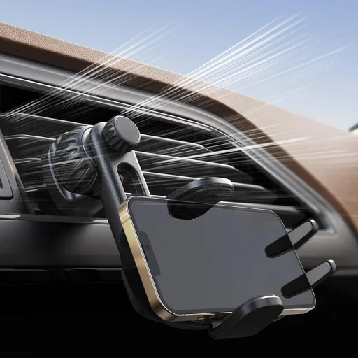 Autós tartó Lisen (YL0222060011), légbefúvóra, bilincs fogás, univerzális, 360°-ban állítható, biztonságos illeszkedés, rázkódás elleni védelem - Fekete - 3