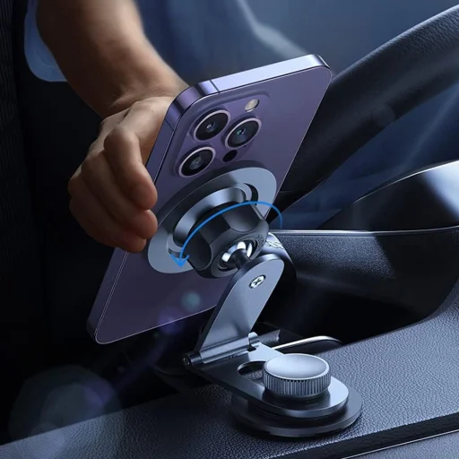 Lisen Mágneses Autós Tartó YL0223050002, műszerfalra, univerzális, állítható, biztos rögzítés, N52 mágnesek - Fekete - 6