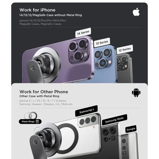 Lisen Mágneses Autós Tartó YL0223050002, műszerfalra, univerzális, állítható, biztos rögzítés, N52 mágnesek - Fekete - 7