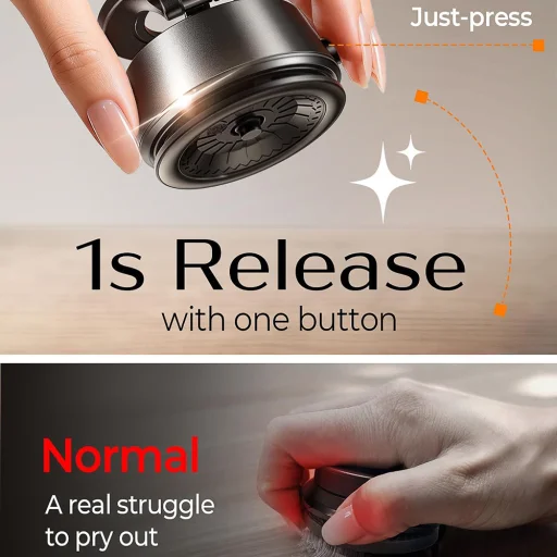 Lisen - Autós tartó (A690) - Műszerfalra, Asztali, Elektromos Vákuumos Mágneses Állvány, 360°-os Forgatás, 130mAh - Űrszürke - 3