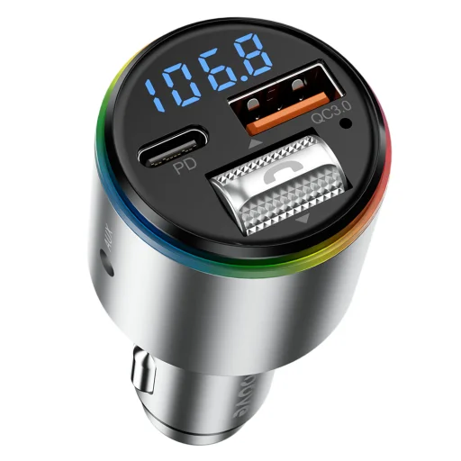 Proove Autós töltő FM modulátorral (FMPD30110006) - USB, Type-C, AUX, BT 5.3, Gyors töltés, 30W, 12-24V - Ezüst - 4