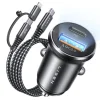 Autós töltő Lisen (YL0223080035) - 3 az 1-ben páncélozott kábellel, USB, Type-C, 12V/24V - Fekete thumbnail