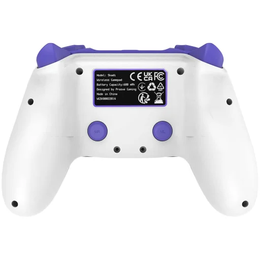 Proove Skadi Wireless Controller (WGSK00022016) - Ergonomikus, USB-C, AUX, Érintőpad, PS4, PC, Android, 600mAh - Fehér/Lila - 4