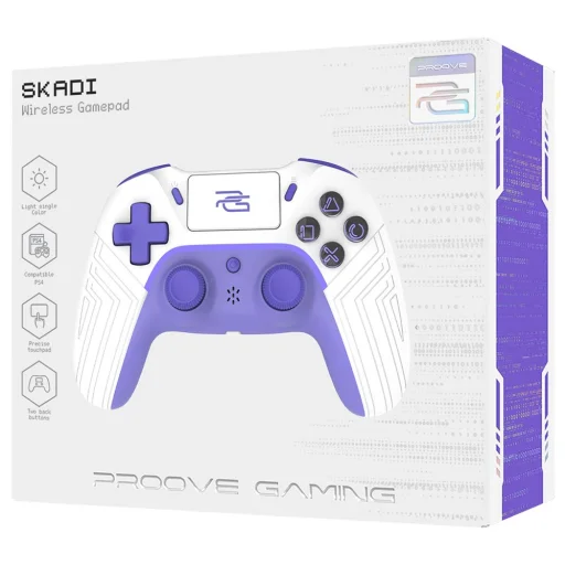 Proove Skadi Wireless Controller (WGSK00022016) - Ergonomikus, USB-C, AUX, Érintőpad, PS4, PC, Android, 600mAh - Fehér/Lila - 6