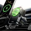 Lisen Wireless Charger W605 (YL0225030014) - Fekete Mágneses Rögzítés, Szellőzőnyílásba, Befogóval, 360°-os Állítási Lehetőség, 15W thumbnail