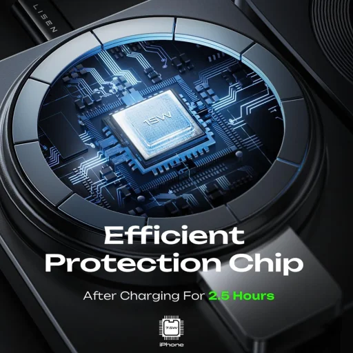 Lisen Wireless Charger W103 (YL0324090008) MagSafe, Gyors Töltés, 3 az 1-ben, Qi2, Visszahúzható Kábel, Összecsukható - Fekete - 7