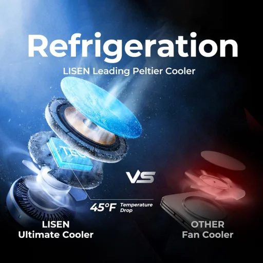 Autós tartó Lisen W701 (YL0224060042) - Szellőzőnyílásra, műszerfalra, hűtőventilátorral, Qi2, 15W - Fekete - 7