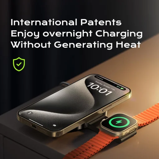 iPhone, Apple Watch, AirPods Lisen - Vezeték nélküli töltő 2in1 (YL0324100013) - MagSafe, 15W - Fekete - 7