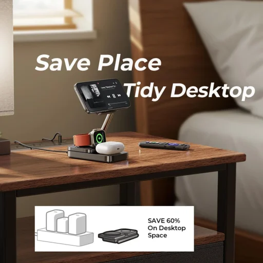 Telefon, AirPods és Apple Watch 15W Összecsukható Lisen - Charging Station 3in1 (YL0424010003) - Szürke - 2