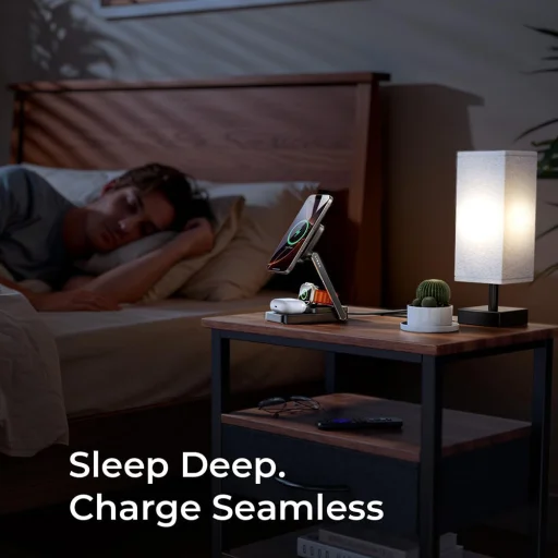 Telefon, AirPods és Apple Watch 15W Összecsukható Lisen - Charging Station 3in1 (YL0424010003) - Szürke - 4