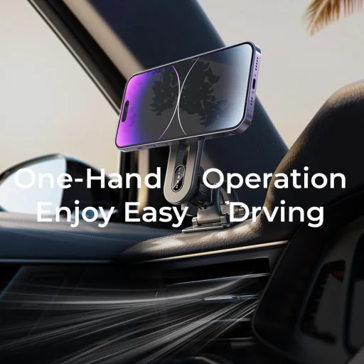 Lisen - Autós tartó (YL0224050011) - Mágneses, szellőző rácsra, műszerfalra, 360°-os forgatás, biztonságos illeszkedés, mágneses fogás - Fekete - 3