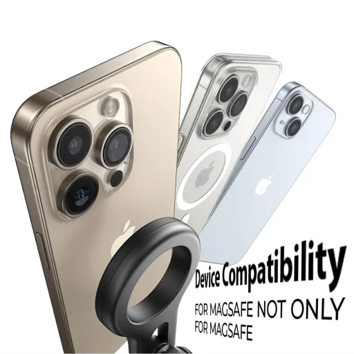 Lisen - Autós tartó (YL0224050011) - Mágneses, szellőző rácsra, műszerfalra, 360°-os forgatás, biztonságos illeszkedés, mágneses fogás - Fekete - 7