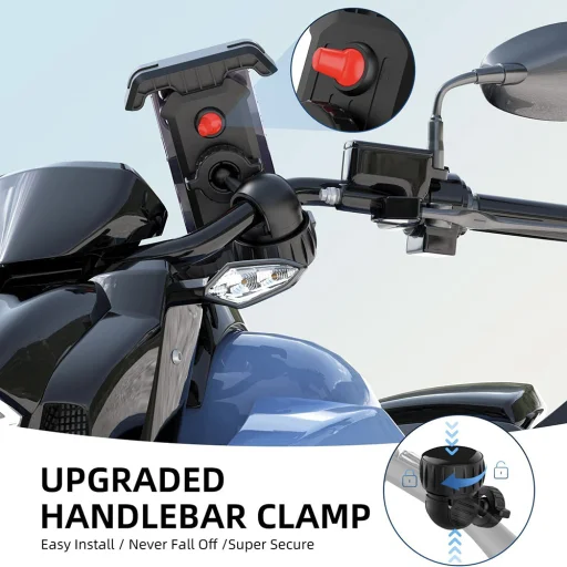 Lisen - Biciklis telefontartó (YL0423080007) - Mágneses fogás, rázkódásmentes, ütésálló, gumibetétek, 360° forgatható, 4-7" - Fekete - 6