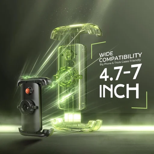 Lisen - Biciklis telefontartó (YL0423080007) - Mágneses fogás, rázkódásmentes, ütésálló, gumibetétek, 360° forgatható, 4-7" - Fekete - 7