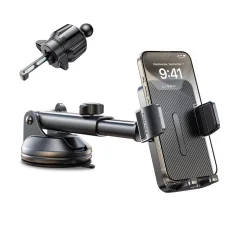 Lisen Autós tartó 2E781 (YL0424040008) - műszerfalra, szellőzőrácsra, szélvédőre, univerzális, állítható, teleszkópos kar - fekete