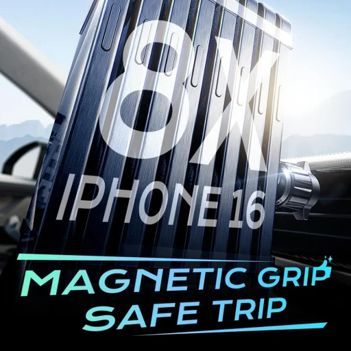 Lisen Autós tartó vezeték nélküli töltéssel (YL0223070009) - MagSafe, szellőzőrácsra, négyzet alakú, egygombos kioldás, 15W - Fekete - 6