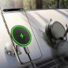 Univerzális Autós tartó Lisen vezeték nélküli töltéssel (YL0223090006) - Mágneses, műszerfalra, elegáns, 15W - Fekete thumbnail