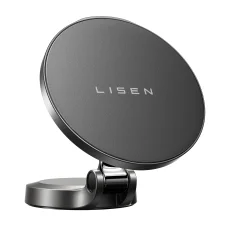 Univerzális Autós tartó Lisen vezeték nélküli töltéssel (YL0223090006) - Mágneses, műszerfalra, elegáns, 15W - Fekete