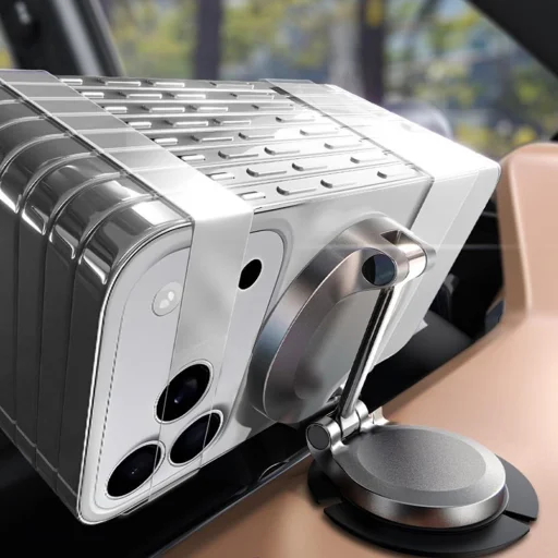 Univerzális Autós tartó Lisen vezeték nélküli töltéssel (YL0223090006) - Mágneses, műszerfalra, elegáns, 15W - Fekete - 6