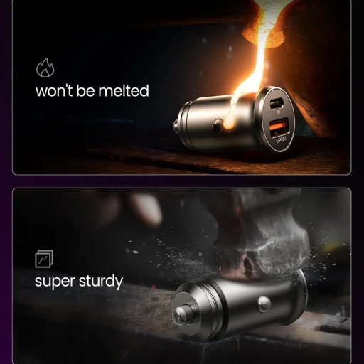 Lisen - (2 darab) Autós töltő (YL0223080037) - USB, Type-C, PD36W, Q3.0, 12V/24V - Fekete - 5