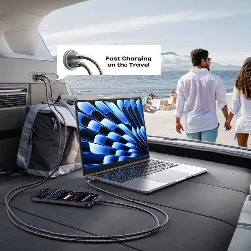 Lisen Autós Töltő (YL0223080007) - Kettős Type-C, 2x 45W, 12V/24V, Alumínium Ötvözet - Fekete - 6