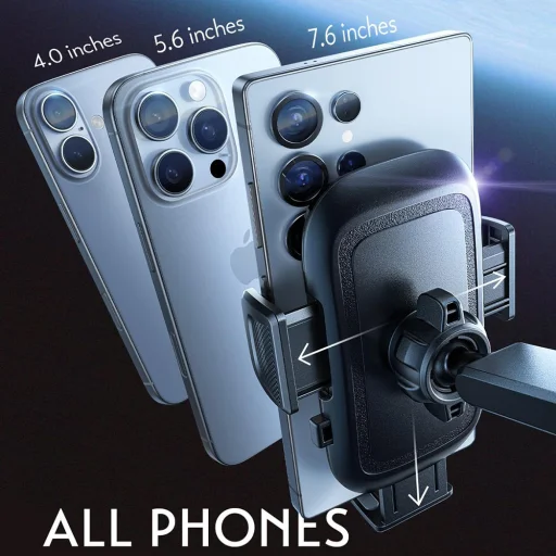 Lisen - Autós tartó A680 (YL0225010007) - műszerfalra, asztalra, elektromos tapadókorong, 360°-os forgás, karos szorítószerkezet, 130mAh - fekete - 5