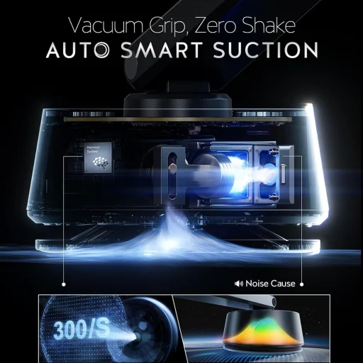 Lisen - Autós tartó A680 (YL0225010007) - műszerfalra, asztalra, elektromos tapadókorong, 360°-os forgás, karos szorítószerkezet, 130mAh - fekete - 6