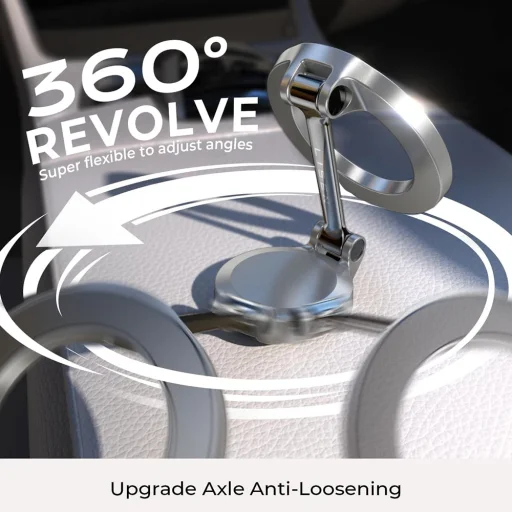 Lisen Autós tartó YL0224010003 - MagSafe, műszerfalra, univerzális, 360°-os forgatás, összecsukható, N52 mágnesek - Fekete - 5