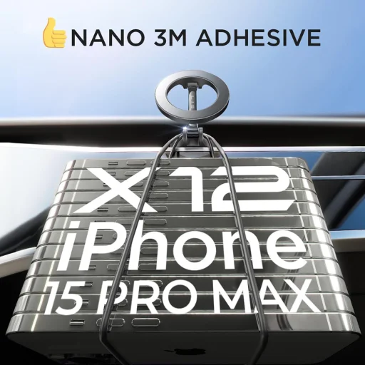 Lisen Autós tartó YL0224010003 - MagSafe, műszerfalra, univerzális, 360°-os forgatás, összecsukható, N52 mágnesek - Fekete - 11